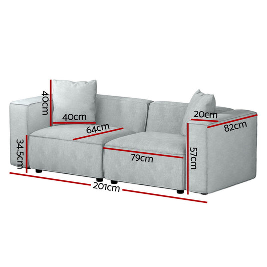 Artiss Modular Sofa Chaise Set 2 Seater Grey Furniture > Bar Stools & Chairs > Arm Chairs & Recliners