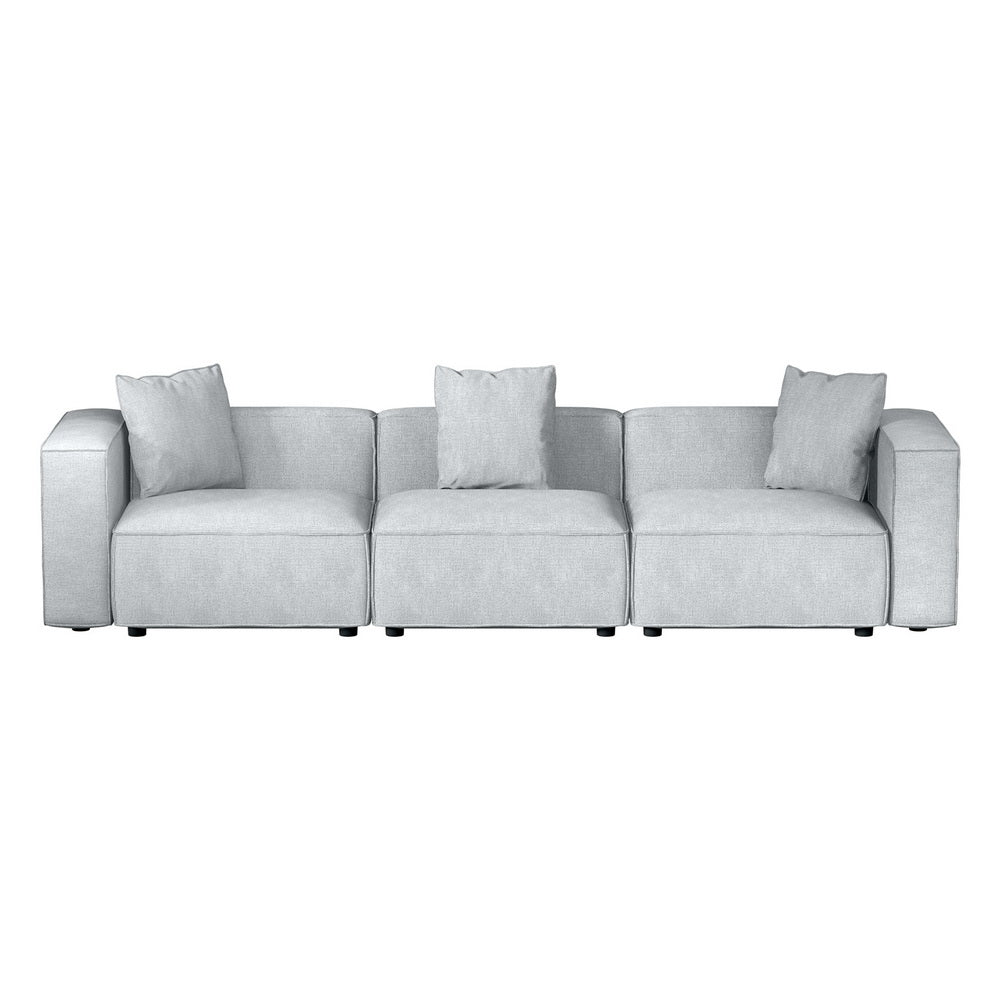 Artiss Modular Sofa Chaise Set 3-Seater Grey - Furniture > Bar Stools & Chairs > Arm Chairs & Recliners