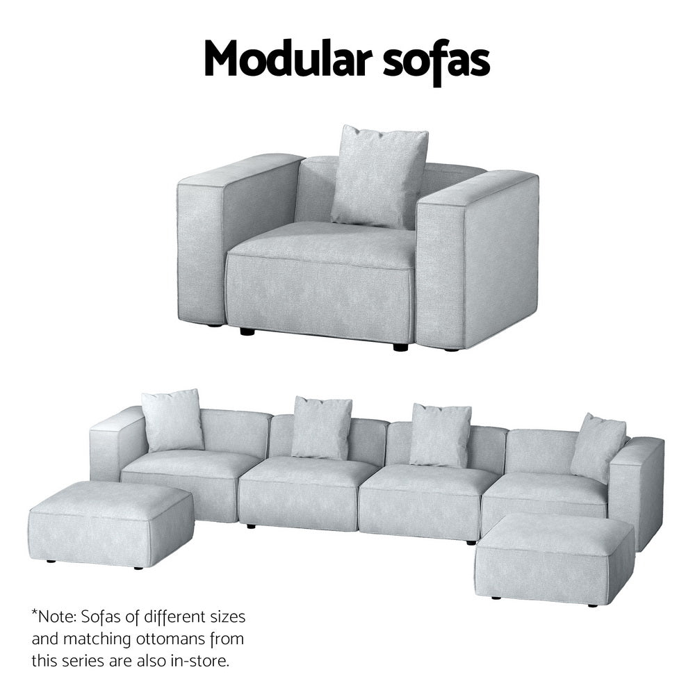 Artiss Modular Sofa Chaise Set 3-Seater Grey - Furniture > Bar Stools & Chairs > Arm Chairs & Recliners