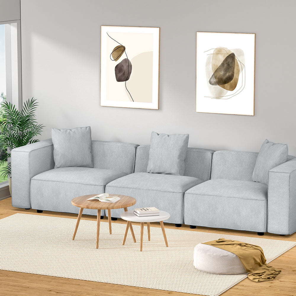 Artiss Modular Sofa Chaise Set 3-Seater Grey - Furniture > Bar Stools & Chairs > Arm Chairs & Recliners