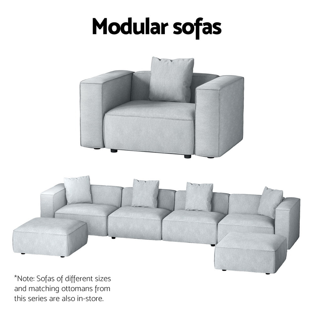 Artiss Modular Sofa Chaise Set 5-Seater Grey - Furniture > Bar Stools & Chairs > Arm Chairs & Recliners