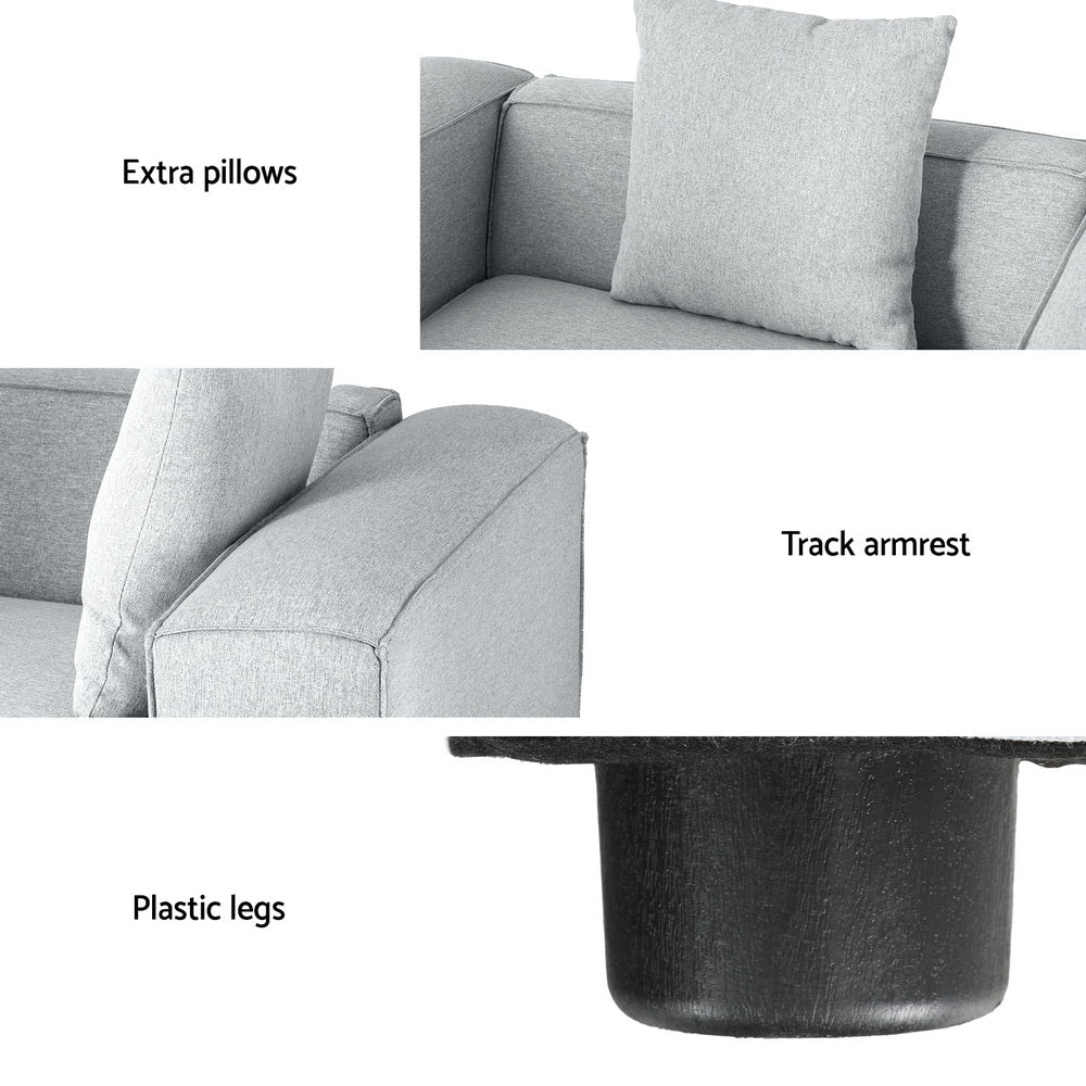 Artiss Modular Sofa Chaise Set 6-Seater Grey - Furniture > Bar Stools & Chairs > Arm Chairs & Recliners