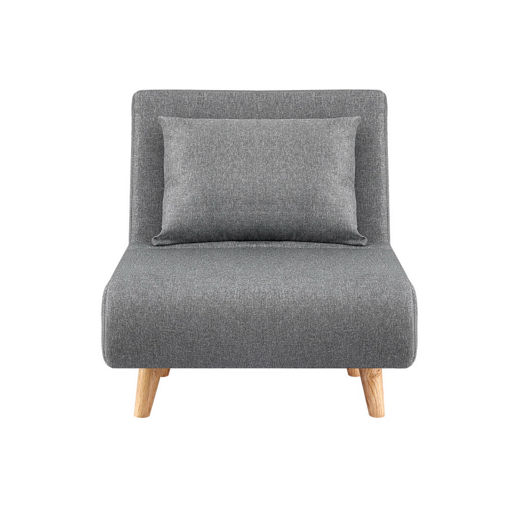 Artiss Sofa Bed Convertible Couch Recliner Lounge Chair Linen Grey - Furniture > Sofas > Sofas & Sofa Beds
