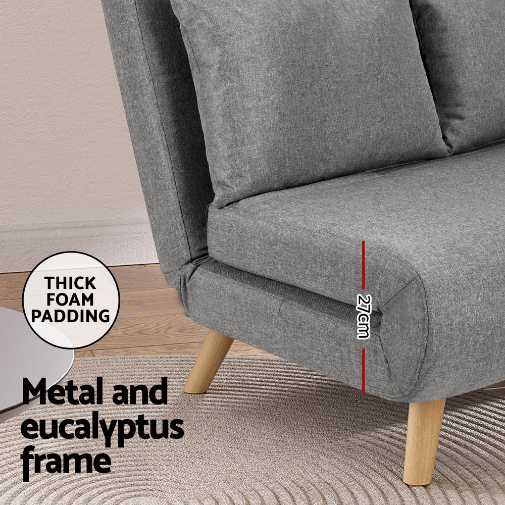Artiss Sofa Bed 2 Seater Convertible Couch Recliner Lounge Chair Linen - Furniture > Sofas > Sofas & Sofa Beds
