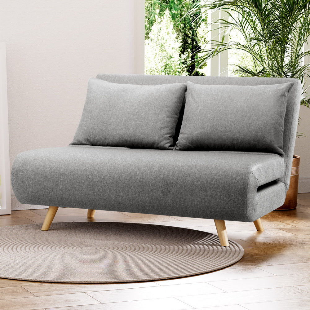 Artiss Sofa Bed 2 Seater Convertible Couch Recliner Lounge Chair Linen - Furniture > Sofas > Sofas & Sofa Beds