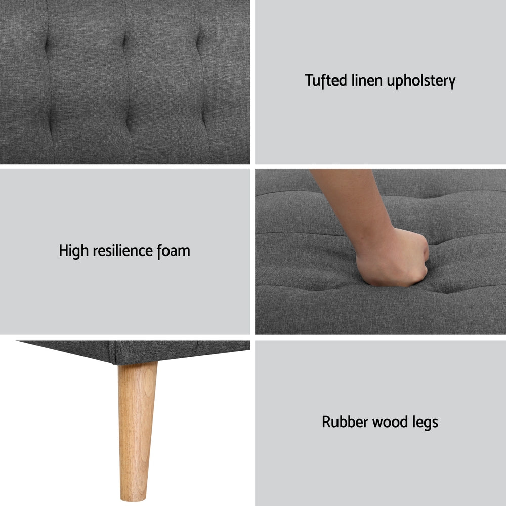 Artiss 2x Sofa Bed Couch Single Seater Fabric Grey Furniture > Sofas > Sofas & Sofa Beds