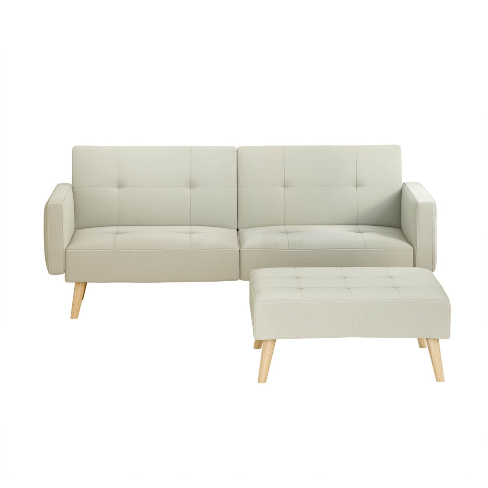 Artiss Sofa Bed Lounge Convertible Ottoman Couch Recliner 3 Seater Fabric Beige - Furniture > Sofas > Sofas & Sofa Beds
