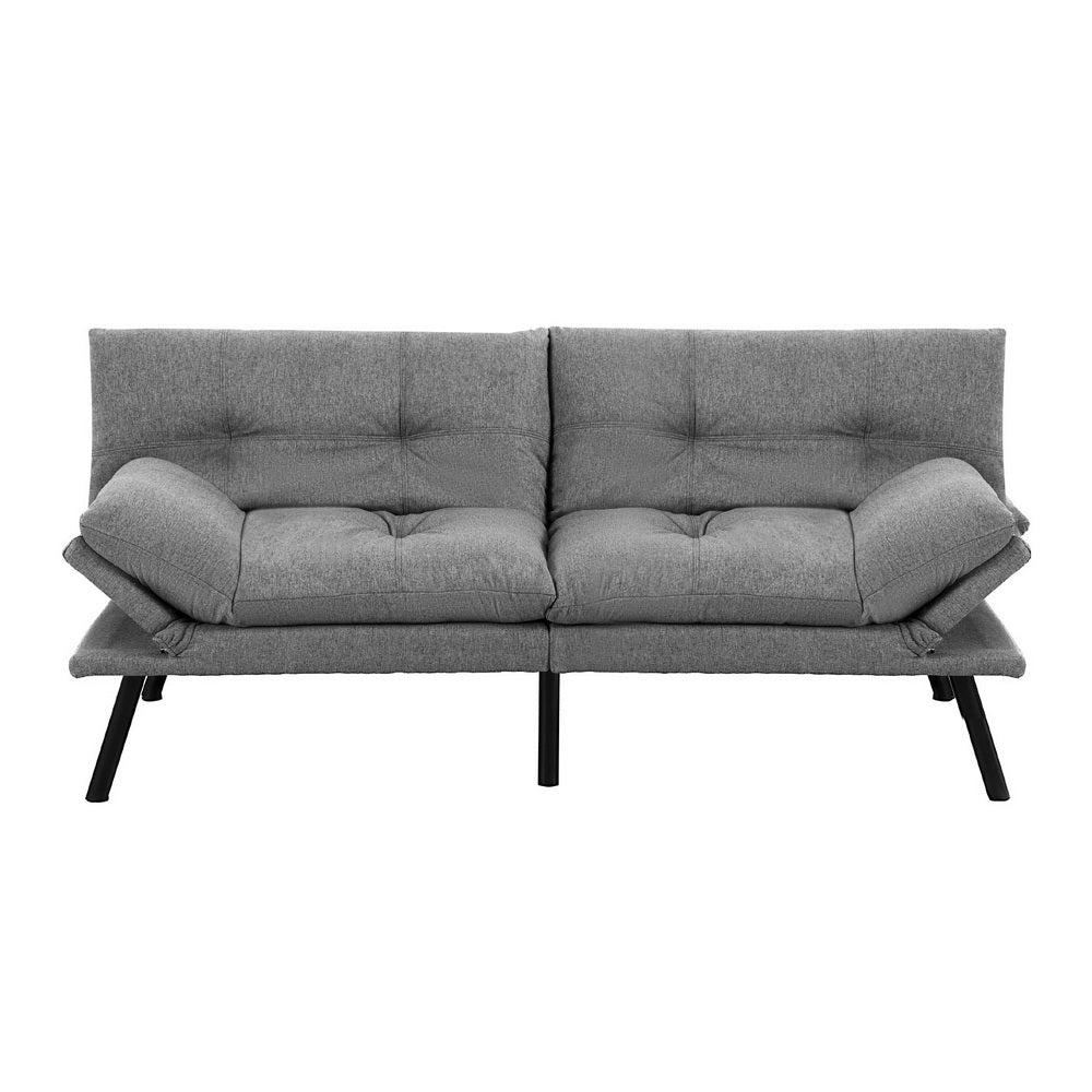Artiss Sofa Bed Convertible 3 Seater Couch Recliner Lounge Chair Fabric Grey - Furniture > Sofas > Sofas & Sofa Beds