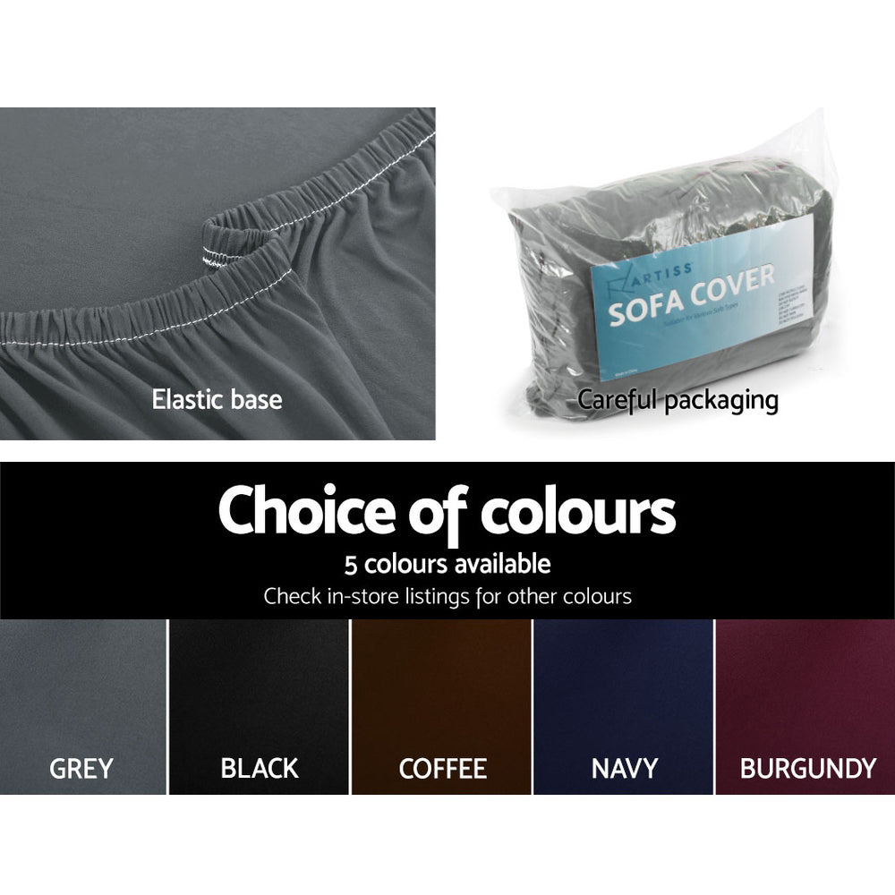 Artiss Sofa Cover Couch Covers 4 Seater Stretch Grey Furniture > Sofas