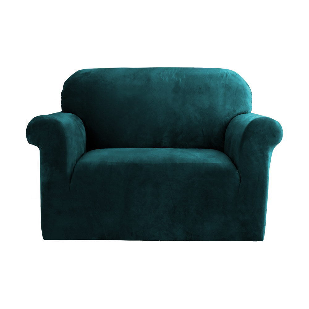 Artiss Sofa Cover Couch Covers 1 Seater Velvet Agate Green Furniture > Sofas