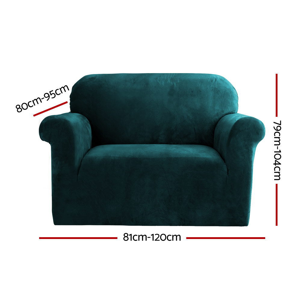 Artiss Sofa Cover Couch Covers 1 Seater Velvet Agate Green Furniture > Sofas
