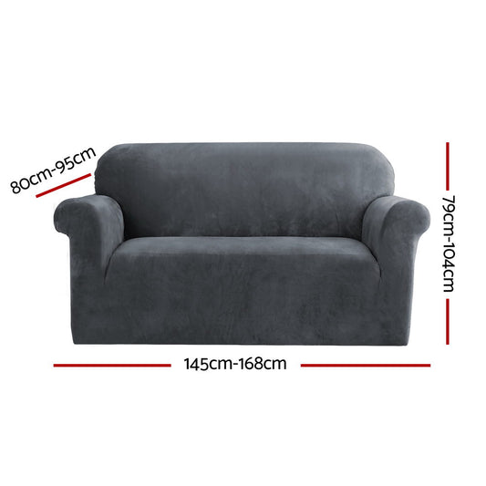 Artiss Sofa Cover Couch Covers 2 Seater Velvet Grey Furniture > Sofas