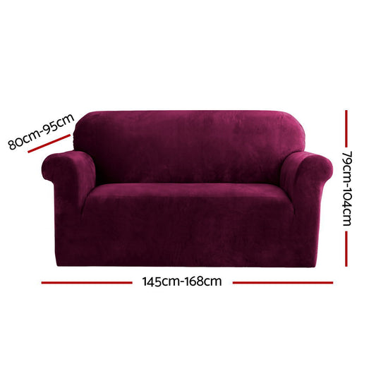 Artiss Sofa Cover Couch Covers 2 Seater Velvet Ruby Red Furniture > Sofas