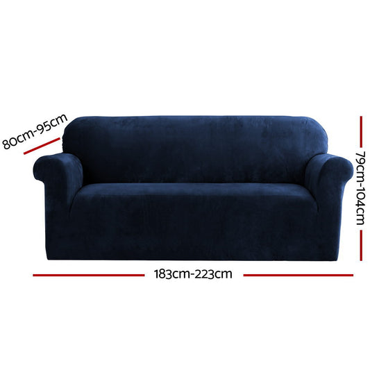 Artiss Sofa Cover Couch Covers 3 Seater Velvet Sapphire Furniture > Sofas