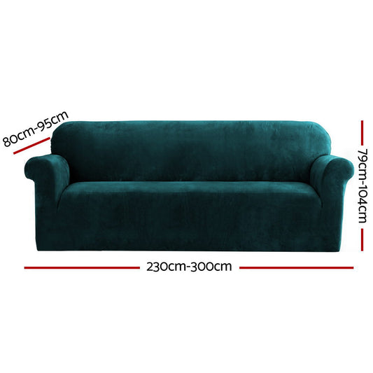 Artiss Sofa Cover Couch Covers 4 Seater Velvet Agate Green Furniture > Sofas