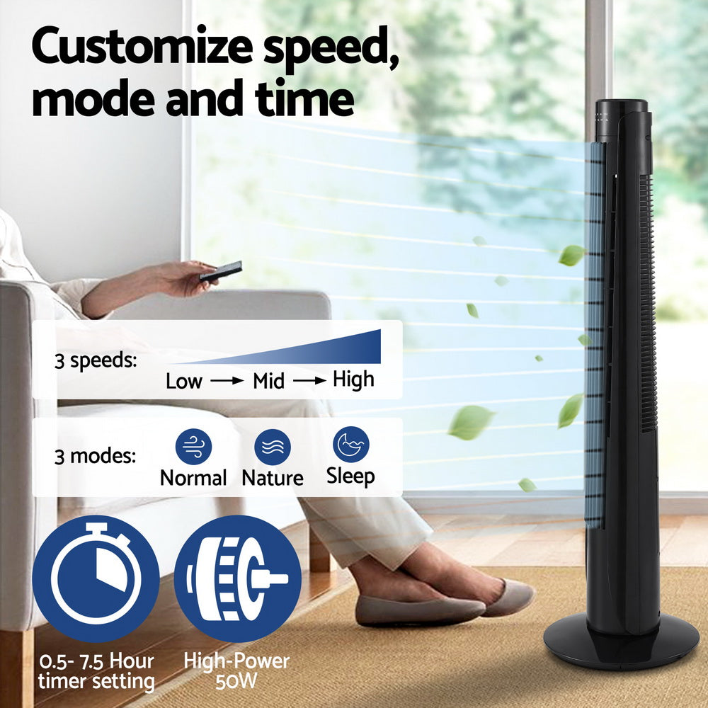 Devanti Tower Fan Oscillating 3 Speeds with Remote 93cm - Appliances > Fans > Ceiling Fans