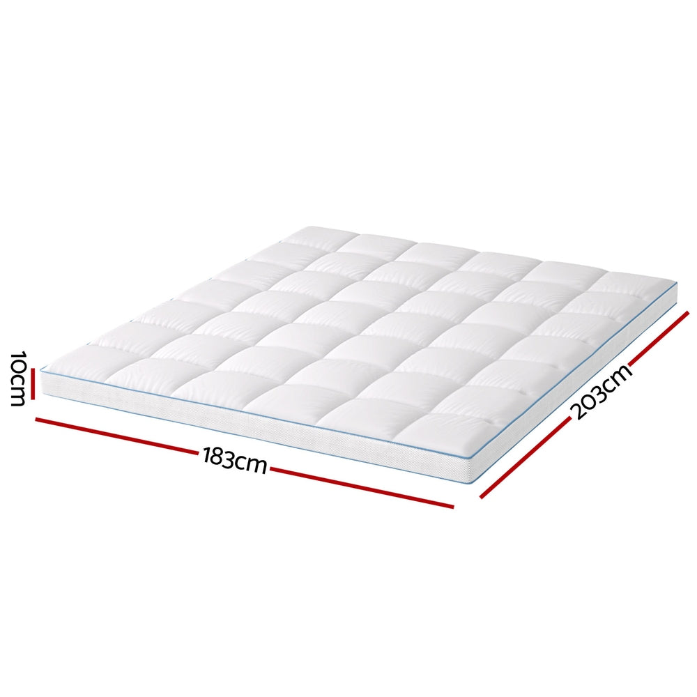 Giselle Bedding Mattress Topper Pillowtop Bamboo 10cm King - Furniture > Mattresses > Mattress Toppers