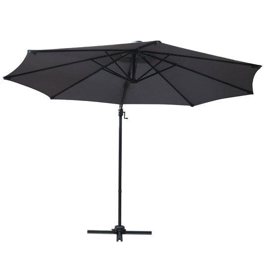 Instahut 3m Outdoor Umbrella Cantilever 360 Degree Tilt Beach Roma Charcoal - Furniture > Outdoor > Outdoor Sofas &