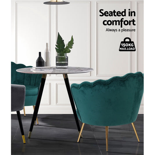 Armchair Velvet Green Callista - Furniture > Bar Stools & Chairs > Arm Chairs & Recliners