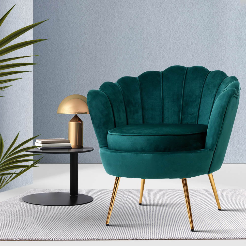 Artiss Armchair Velvet Green Callista Furniture > Bar Stools & Chairs > Arm Chairs & Recliners