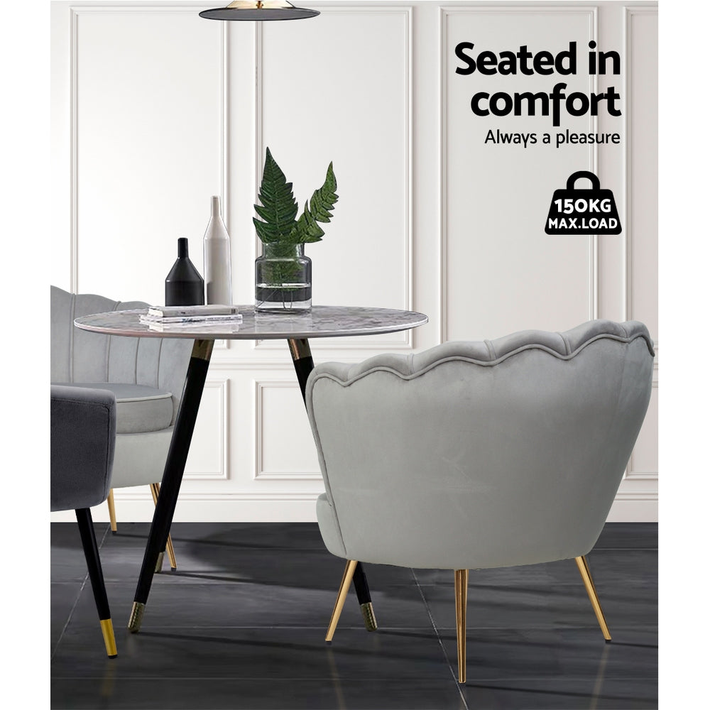 Artiss Armchair Velvet Grey Callista - Furniture > Bar Stools & Chairs > Arm Chairs & Recliners