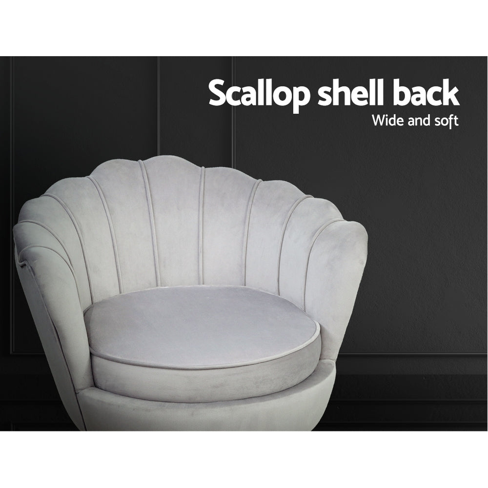 Artiss Armchair Velvet Grey Callista - Furniture > Bar Stools & Chairs > Arm Chairs & Recliners