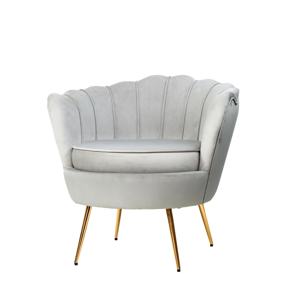 Artiss Armchair Velvet Grey Callista - Furniture > Bar Stools & Chairs > Arm Chairs & Recliners