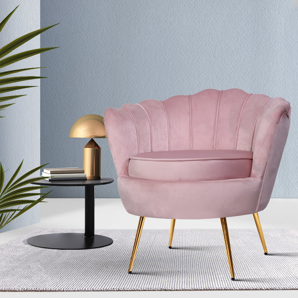 Artiss Armchair Velvet Pink Callista - Furniture > Bar Stools & Chairs > Arm Chairs & Recliners