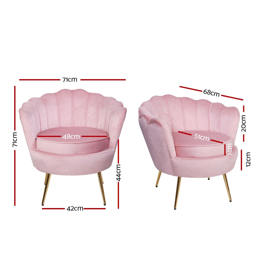 Artiss Armchair Velvet Pink Callista - Furniture > Bar Stools & Chairs > Arm Chairs & Recliners