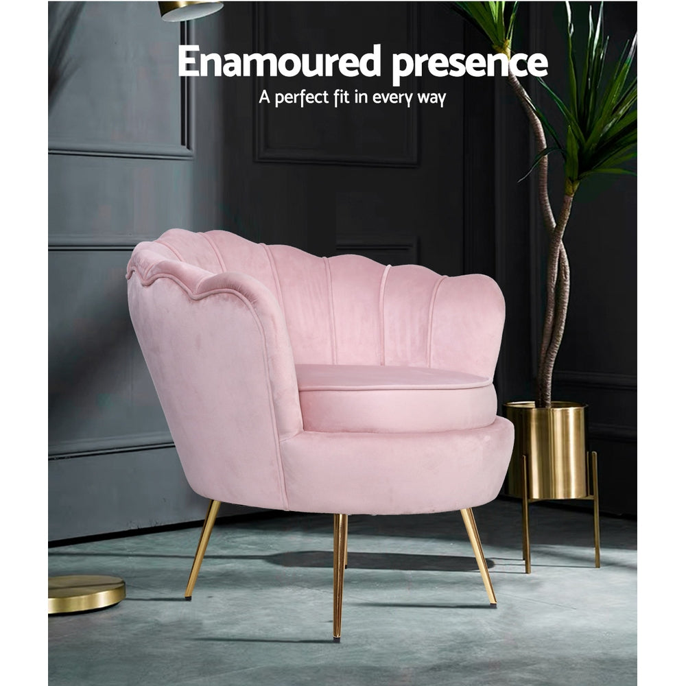 Artiss Armchair Velvet Pink Callista - Furniture > Bar Stools & Chairs > Arm Chairs & Recliners
