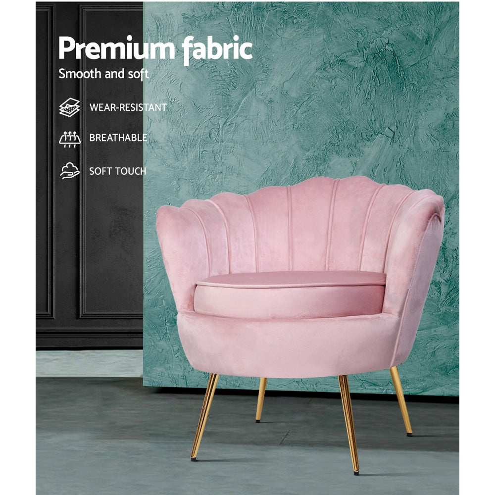 Artiss Armchair Velvet Pink Callista - Furniture > Bar Stools & Chairs > Arm Chairs & Recliners