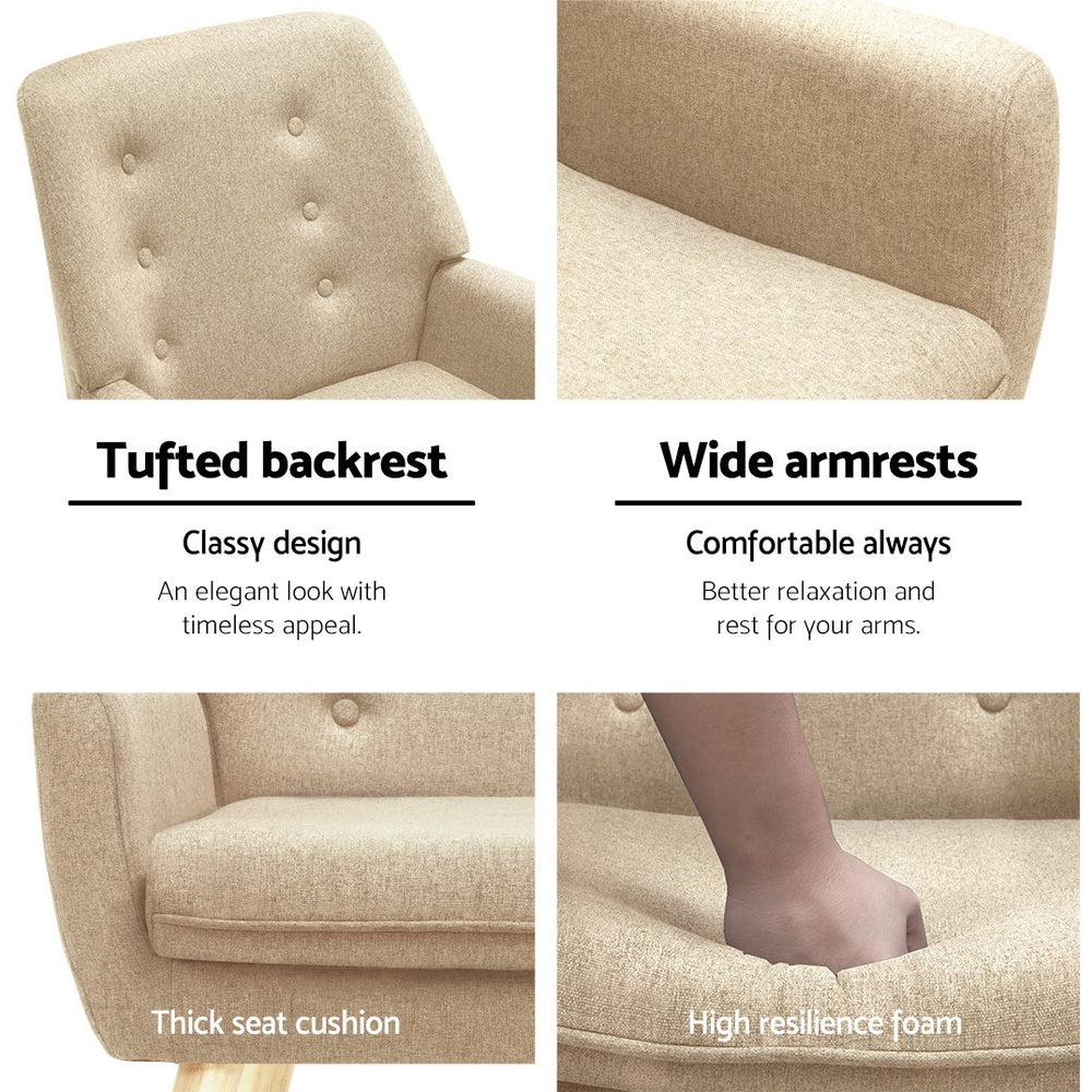 Artiss Armchair Linen Fabric Anne Beige - Furniture > Bar Stools & Chairs > Arm Chairs & Recliners