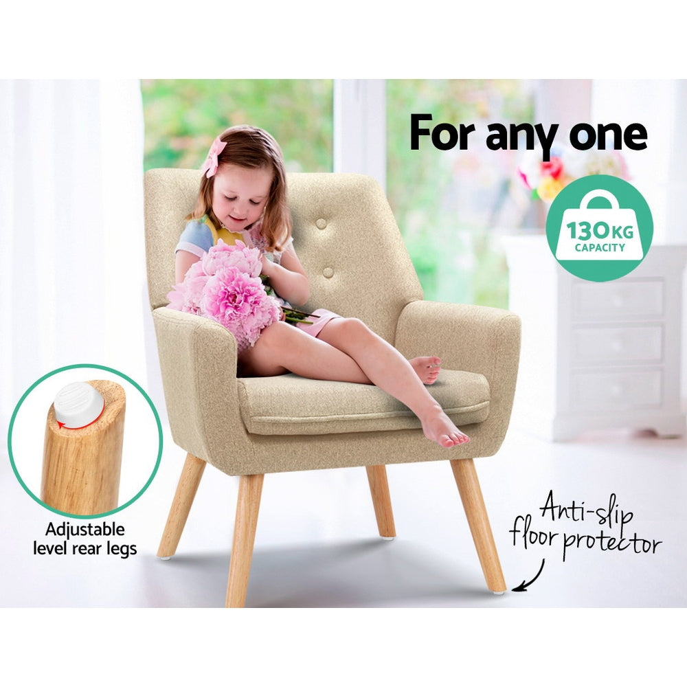 Artiss Armchair Linen Fabric Anne Beige - Furniture > Bar Stools & Chairs > Arm Chairs & Recliners