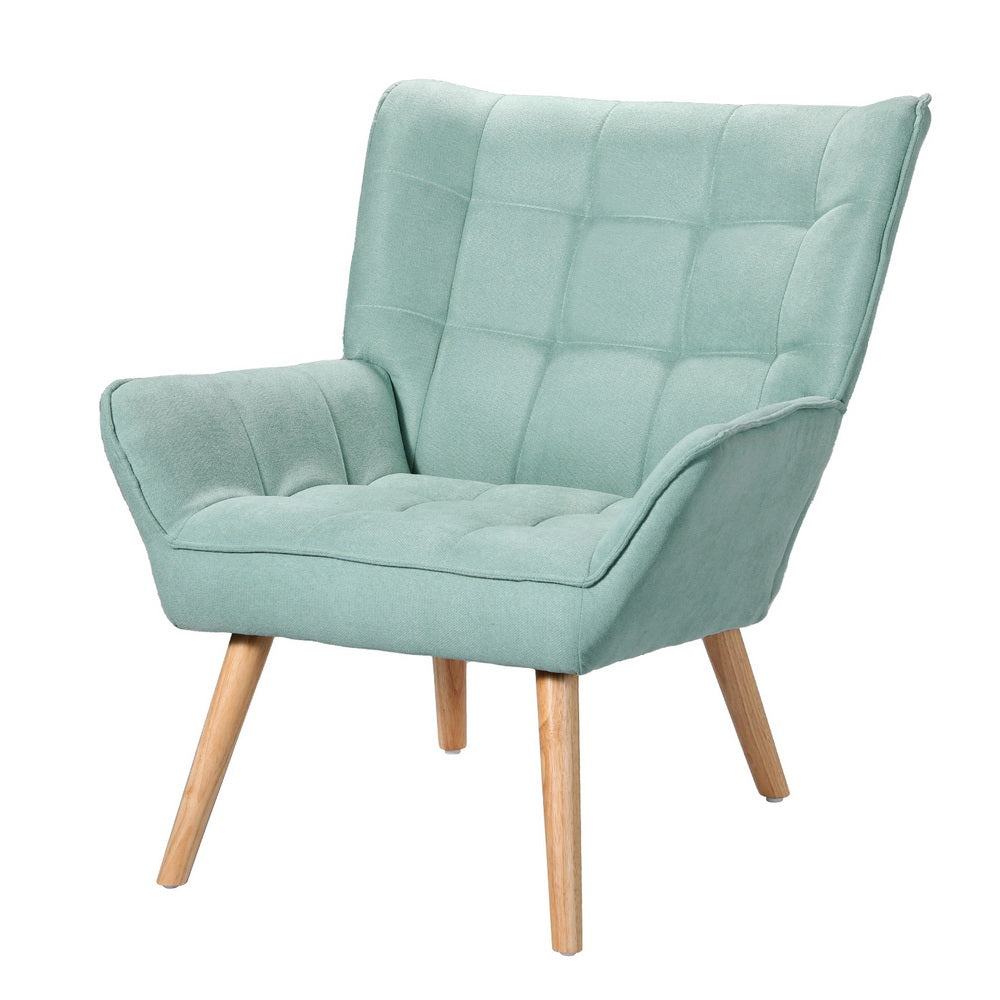 Artiss Armchair Lounge Chair Accent Chairs Sofa Linen Fabric Cushion Seat Blue Furniture > Bar Stools & Chairs > Arm