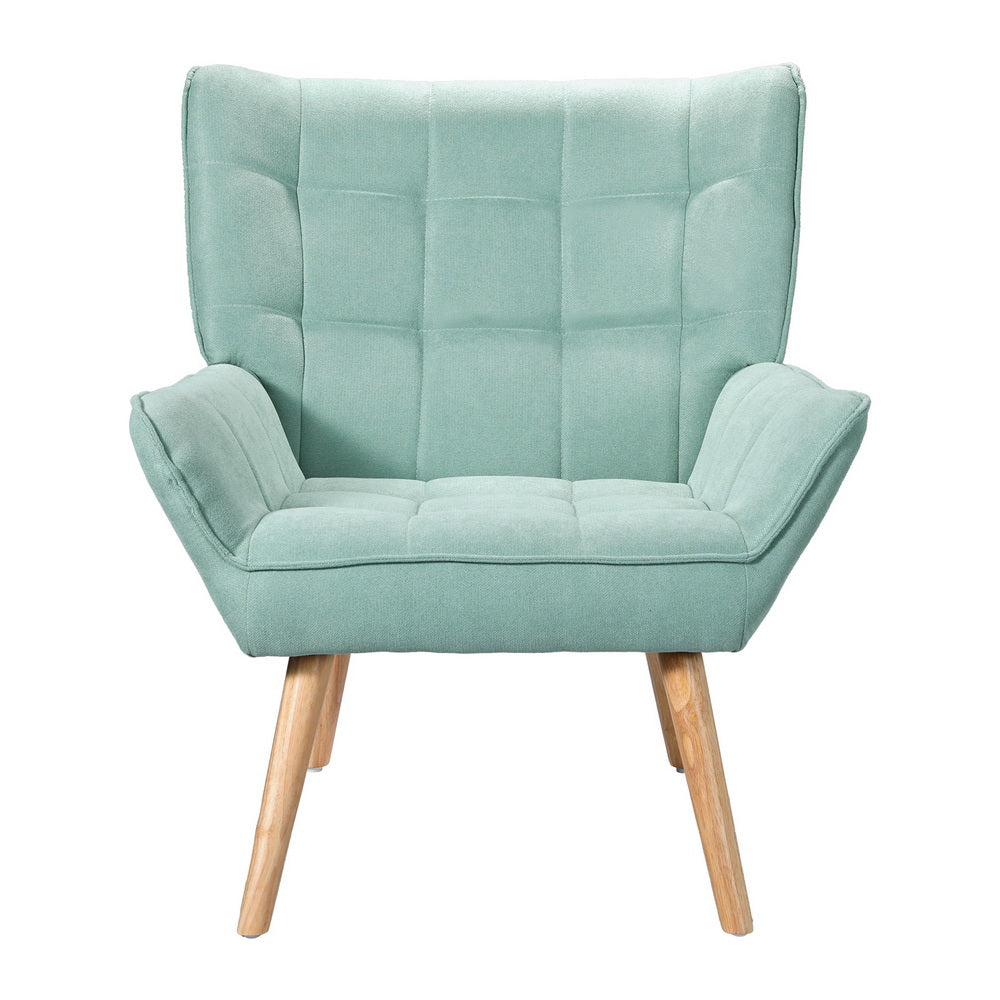 Artiss Armchair Lounge Chair Accent Chairs Sofa Linen Fabric Cushion Seat Blue Furniture > Bar Stools & Chairs > Arm