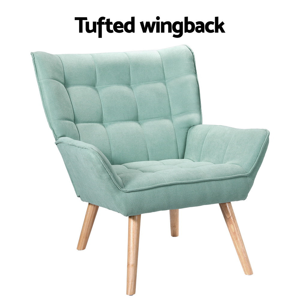 Artiss Armchair Lounge Chair Accent Chairs Sofa Linen Fabric Cushion Seat Blue Furniture > Bar Stools & Chairs > Arm