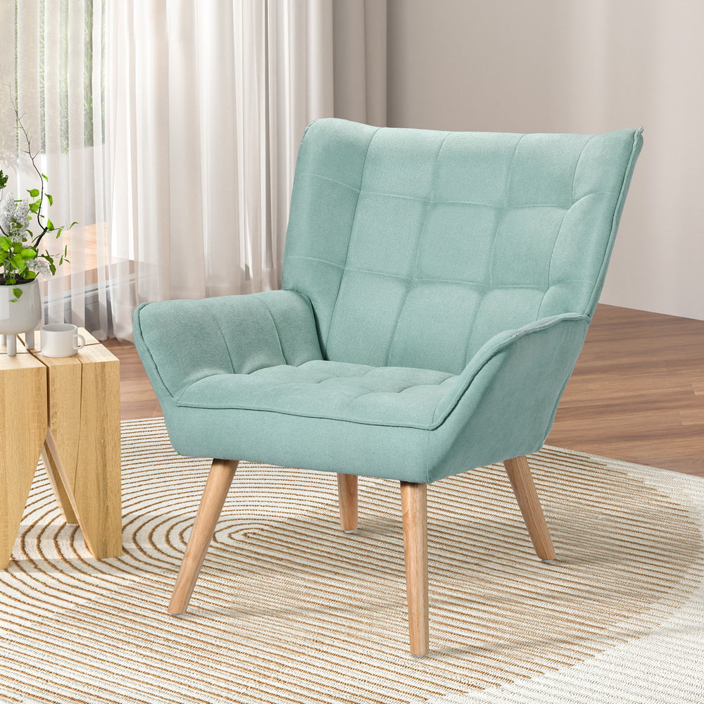 Artiss Armchair Lounge Chair Accent Chairs Sofa Linen Fabric Cushion Seat Blue Furniture > Bar Stools & Chairs > Arm