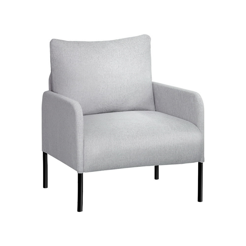 Artiss Armchair Accent Chair Pillow Fabric Grey - Furniture > Bar Stools & Chairs > Arm Chairs & Recliners