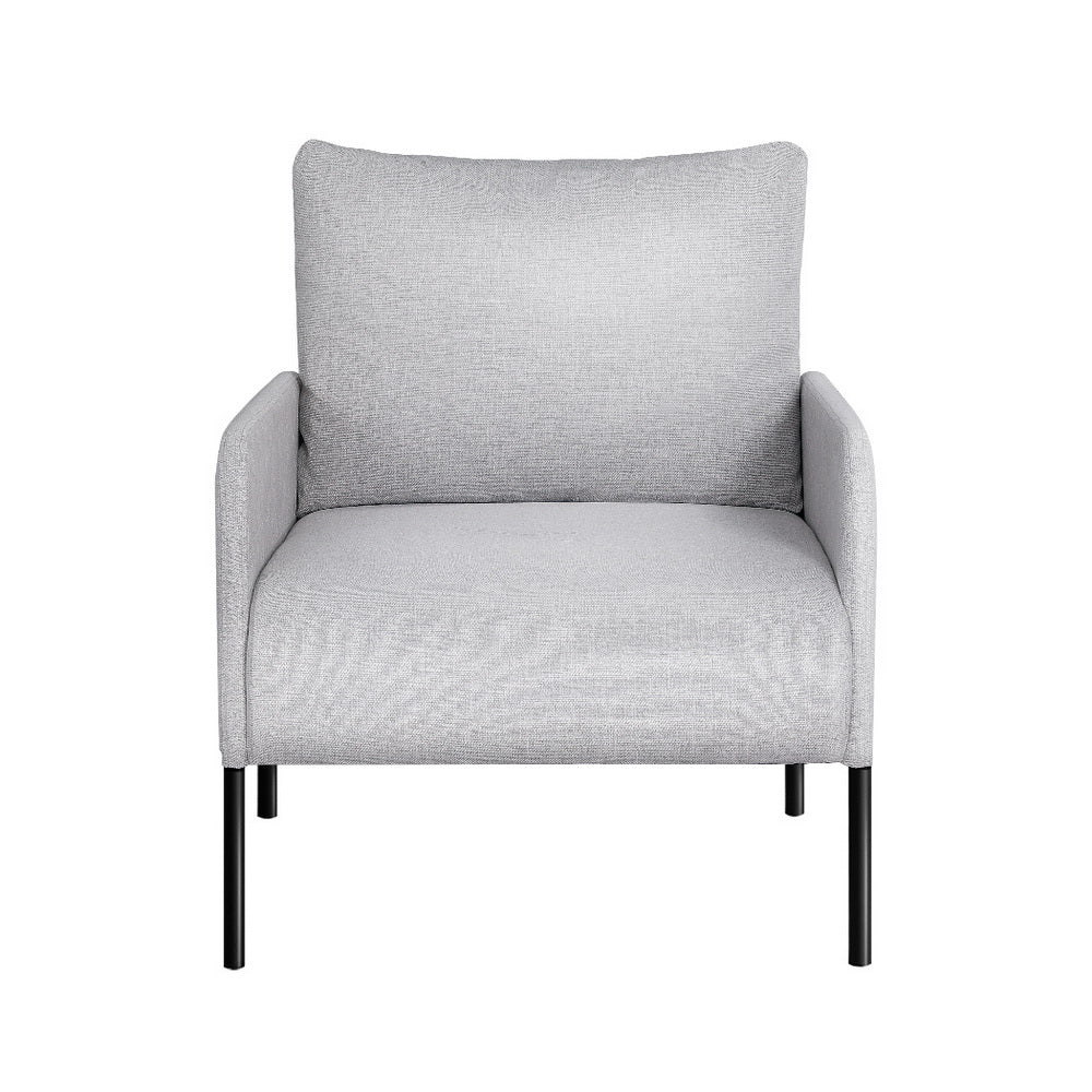 Artiss Armchair Accent Chair Pillow Fabric Grey - Furniture > Bar Stools & Chairs > Arm Chairs & Recliners