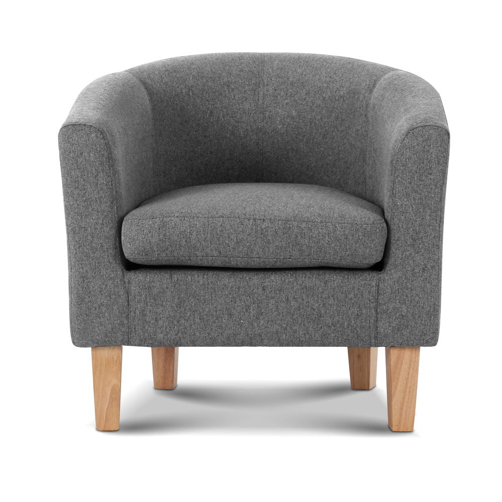 Artiss Abby Fabric Armchair - Grey - Furniture > Bar Stools & Chairs > Arm Chairs & Recliners