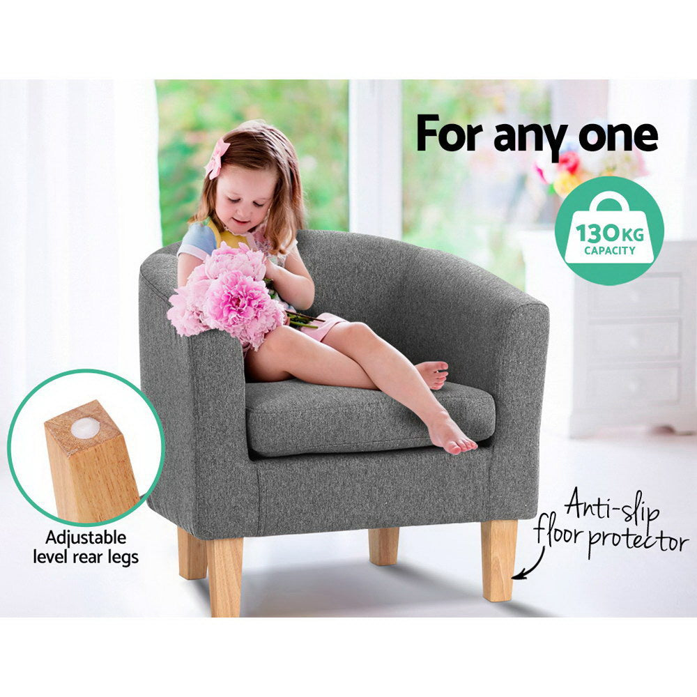 Artiss Abby Fabric Armchair - Grey - Furniture > Bar Stools & Chairs > Arm Chairs & Recliners