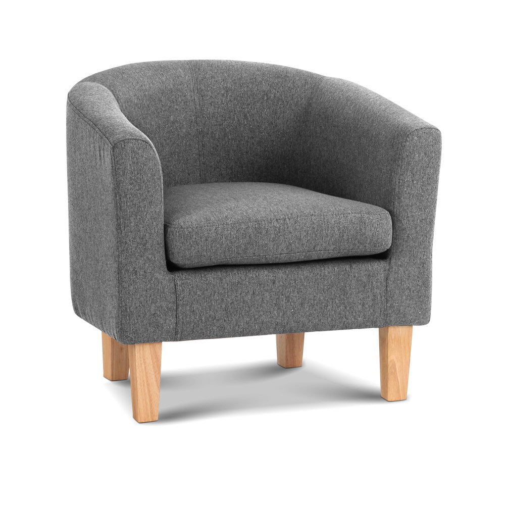 Artiss Abby Fabric Armchair - Grey - Furniture > Bar Stools & Chairs > Arm Chairs & Recliners