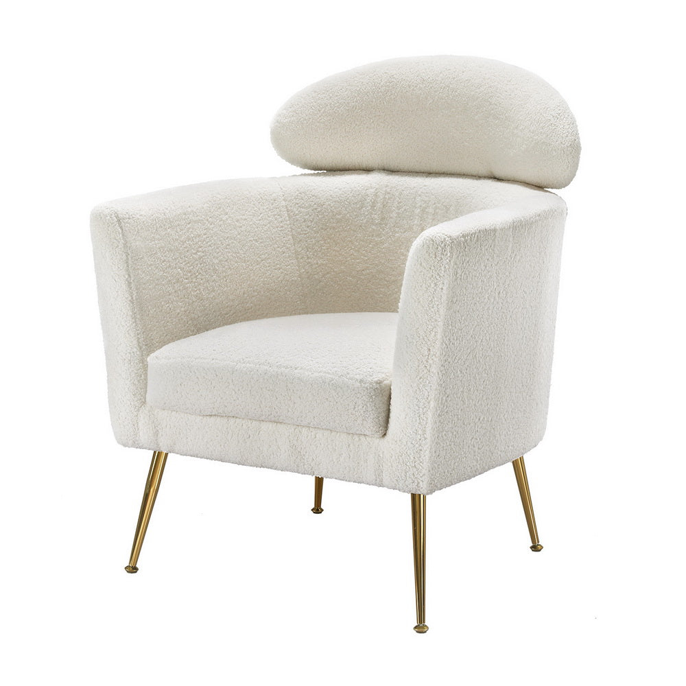 Artiss Armchair Boucle Fabric White Yoli Furniture > Bar Stools & Chairs > Arm Chairs & Recliners