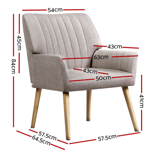 Artiss Armchair Fabric Beige Sebastini Furniture > Bar Stools & Chairs > Arm Chairs & Recliners