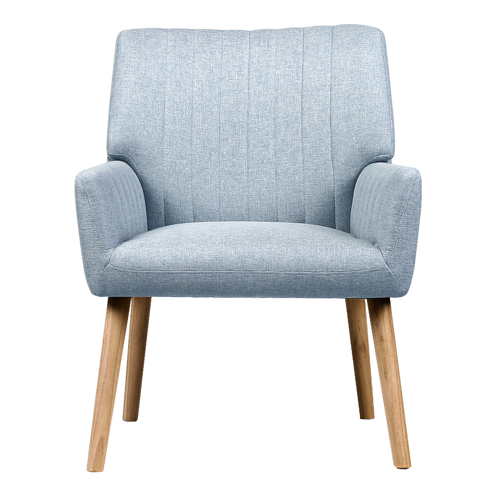 Artiss Armchair Fabric Blue Grey Sebastini - Furniture > Bar Stools & Chairs > Arm Chairs & Recliners