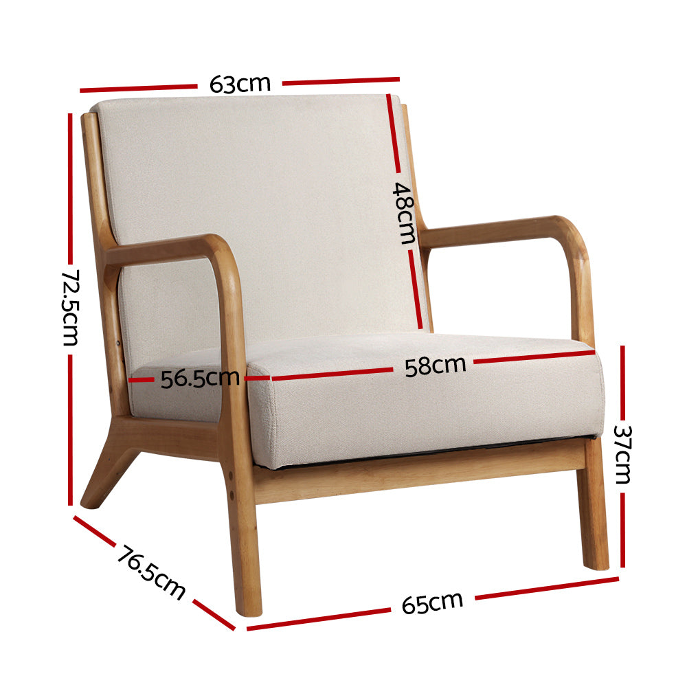 Artiss Armchair Fabric Beige Olive - Furniture > Bar Stools & Chairs > Arm Chairs & Recliners