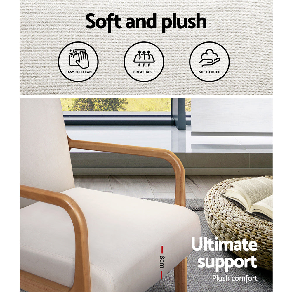 Artiss Armchair Fabric Beige Olive - Furniture > Bar Stools & Chairs > Arm Chairs & Recliners