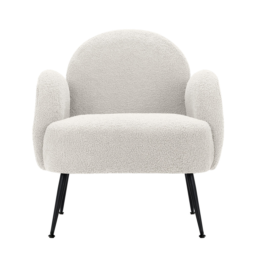 Armchair Boucle White Hanes - Furniture > Bar Stools & Chairs Arm Recliners