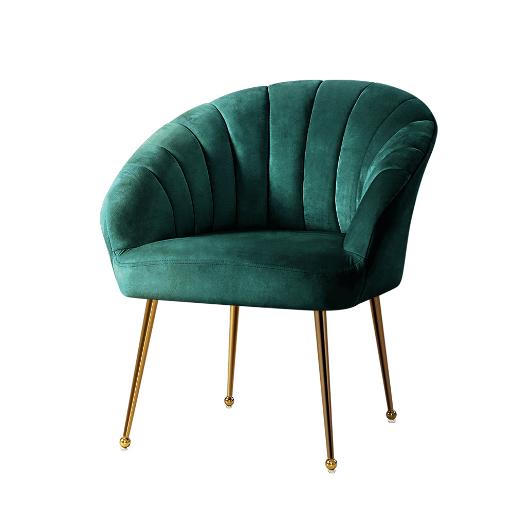 Artiss Armchair Velvet Green Eloise - Furniture > Bar Stools & Chairs > Arm Chairs & Recliners