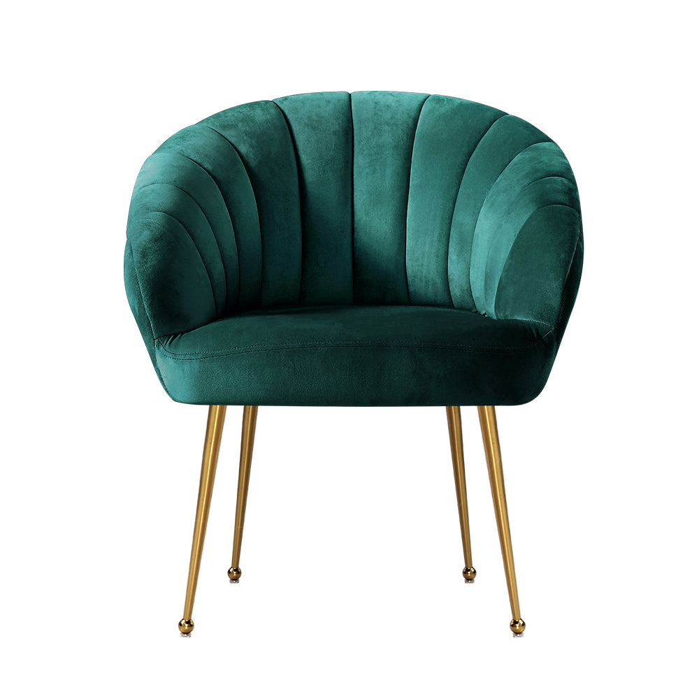 Artiss Armchair Velvet Green Eloise - Furniture > Bar Stools & Chairs > Arm Chairs & Recliners